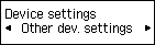 Device settings screen: Select Other dev. settings