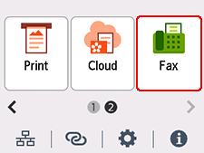 Skærmbilledet HJEM: Vælg Fax