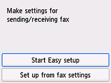Skærmbilledet Nem opsætning: Angiv indstillinger for at sende/modtage fax