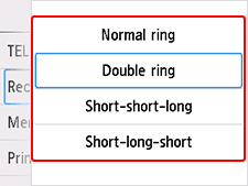 Ring pattern setting screen