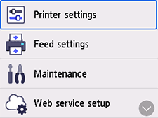 Settings screen: Select Printer settings