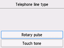 Obrazovka Typ telefónnej linky: Rotačná pulzná