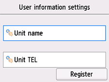 User information settings screen