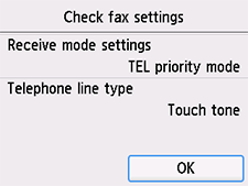 شاشة الإعداد السهل: Check fax settings