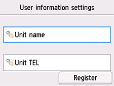 شاشة User information settings