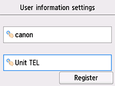 شاشة User information settings