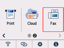 Obrazovka DOMŮ: Výběr možnosti Fax