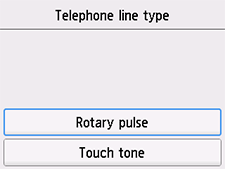 Bildschirm Telefonleitungstyp: Impulswahl