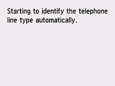 Easy setup screen: Starting to identify the telephone line type automatically.