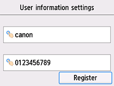 User information settings confirmation screen