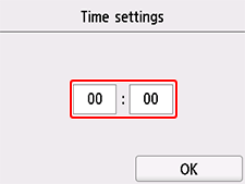 Time settings screen
