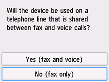 Easy setup screen: Select No (fax only)