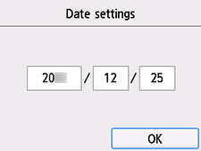 Date confirmation screen