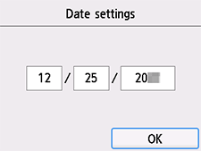 Date confirmation screen