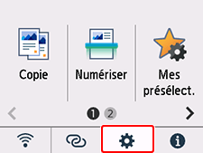 Écran ACCUEIL&nbsp;: Sélection Configuration