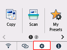 Zaslon DOMOV: Izberite nastavitev