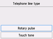 شاشة Telephone line type&rlm;: Rotary pulse