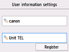 User information settings screen