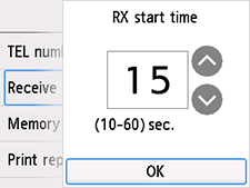 RX start time setting screen