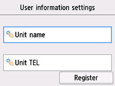 User information settings screen