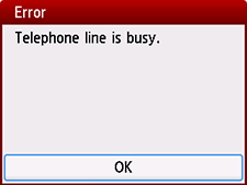 Fehlerbildschirm: Die Telefonleitung ist besetzt.