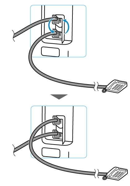 図：モジュラーケーブルの入れ替え