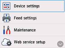 Settings screen: Select Device settings