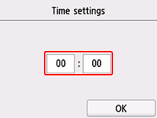 Time settings screen