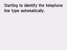 Easy setup screen: Starting to identify the telephone line type automatically.