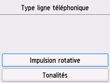 Écran Type ligne téléphonique&nbsp;: Impulsion rotative