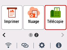 Écran ACCUEIL&nbsp;: Sélection de Télécopie