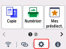 Écran ACCUEIL&nbsp;: Sélection Configuration