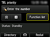 شاشة فاكس: تحديد Function list