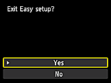 Obrazovka Snadné nastavení: Ukončit Snadné nastavení?