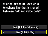 Bildschirm Einfache Einrichtung: Nein (nur Fax) auswählen