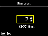 Ring count setting screen