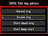 FAX ring pattern setting screen