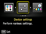 Ekran Ustawienia: Wybór opcji Ustawienia urządzenia
