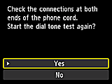 Easy setup screen: Check the connections at both ends of the phone cord.