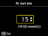 RX start time setting screen