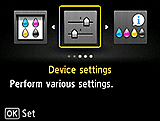 شاشة Setup: تحديد Device settings