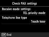 شاشة الإعداد السهل: Check FAX settings