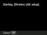 Obrazovka Připojení k bezdrátové síti LAN: Spuštění nastavení bezdrátové sítě LAN