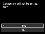 Connection screen: Connection will not be set up