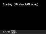 Wireless LAN connection screen: Starting wireless LAN setup