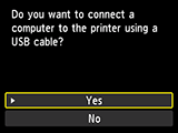 Экран подключения через USB: подключите компьютер к принтеру с помощью USB-кабеля