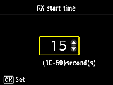 RX start time setting screen