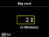 Ring count setting screen