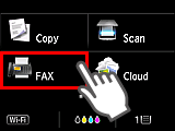 Skærmen HJEM: Vælg FAX