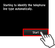 Easy setup screen: Starting to identify the telephone line type automatically.
